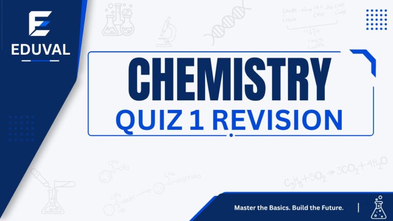 Chemistry – Quiz 1 Revision